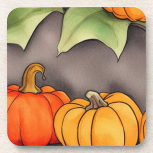 pumpkin watercolor coaster