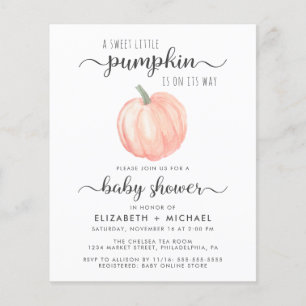 Pumpkin Watercolor Couples Baby Shower Invitation