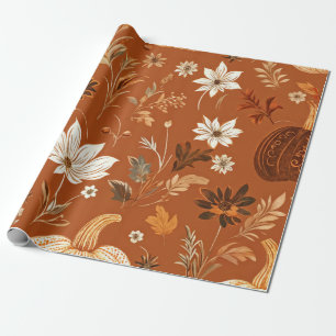 Pumpkin Watercolor Fall & Autumn Thanksgiving Wrapping Paper
