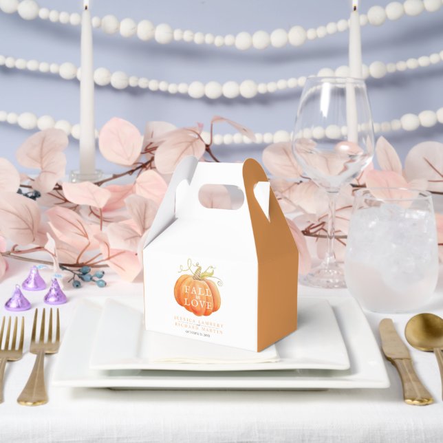 Pumpkin watercolor fall in love wedding favour box (Wedding)