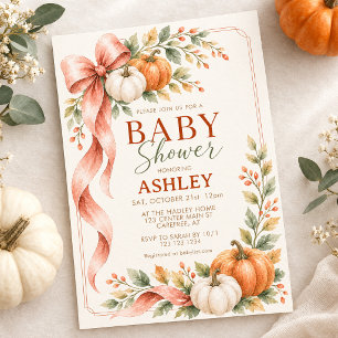 Pumpkin Watercolor Fall Orange Invitation