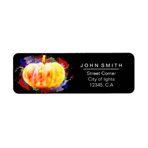 Pumpkin Watercolor Halloween Baby Shower Return Address Label