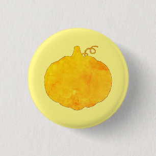Pumpkin Watercolor Painting  3 Cm Round Badge