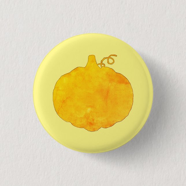 Pumpkin Watercolor Painting  3 Cm Round Badge (Front)