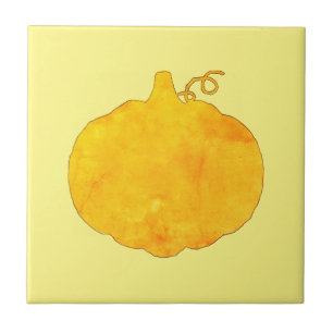 Pumpkin Watercolor Painting Ceramic Tile