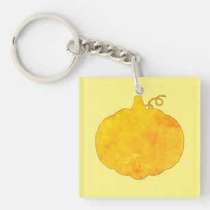 Pumpkin Watercolor Painting Key Ring