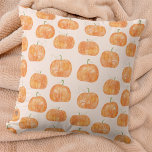 Pumpkin Watercolor Pattern Cushion<br><div class="desc">A modern watercolor pumpkin pattern on a blush pink background for autumn and fall.  Original art by Nic Squirrell.</div>