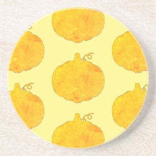 Pumpkin Watercolor Pattern Painting Coaster