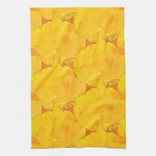 Pumpkin Watercolor Pattern Painting Tea Towel