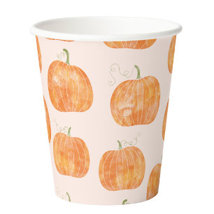 Pumpkin Watercolor Pattern Paper Cups