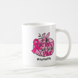 Pumpkin We Wear Pink Breast Cancer Awareness Nurse Coffee Mug