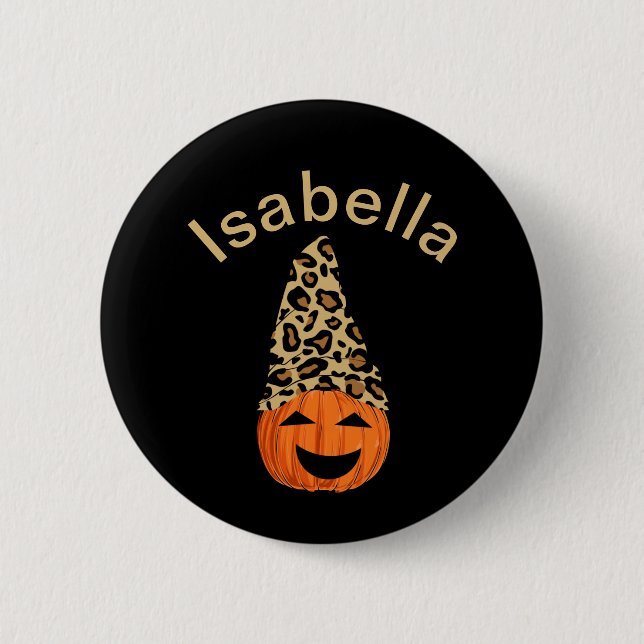 Pumpkin Wearing A Leopard Hat 6 Cm Round Badge (Front)
