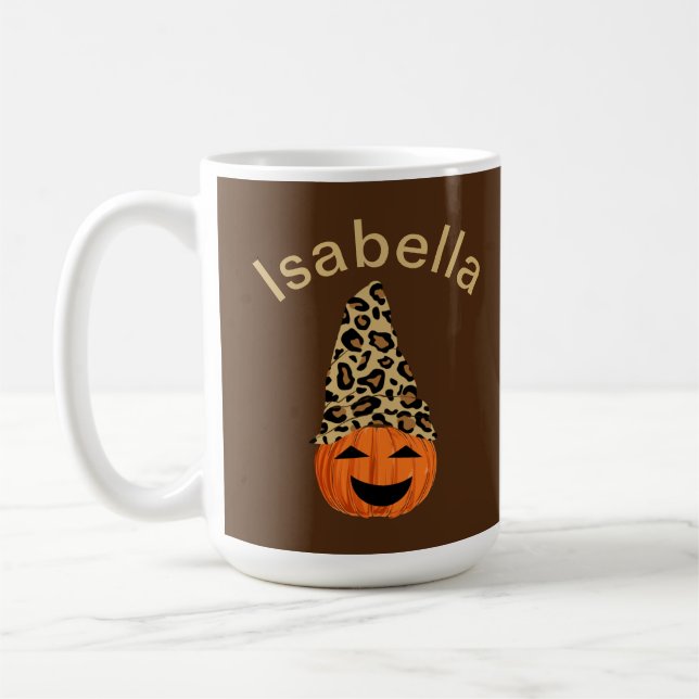Pumpkin Wearing A Leopard Hat Coffee Mug (Left)