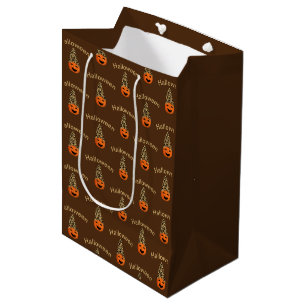 Pumpkin Wearing A Leopard Hat Medium Gift Bag