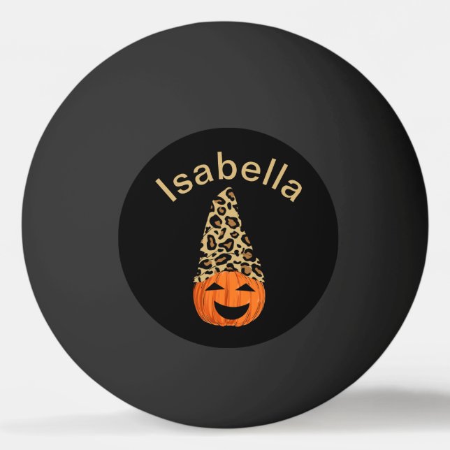 Pumpkin Wearing A Leopard Hat Ping Pong Ball (Front)
