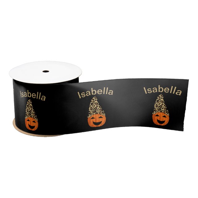 Pumpkin Wearing A Leopard Hat Satin Ribbon (Spool)