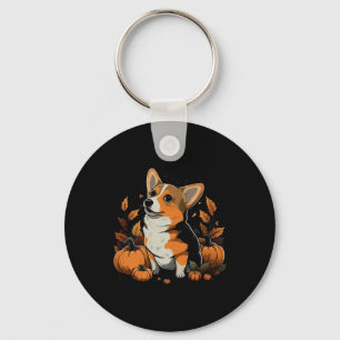 Pumpkin Welsh Corgi Costume On Welsh Corgi Hallowe Key Ring