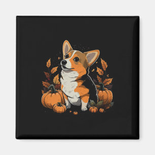 Pumpkin Welsh Corgi Costume On Welsh Corgi Hallowe Magnet