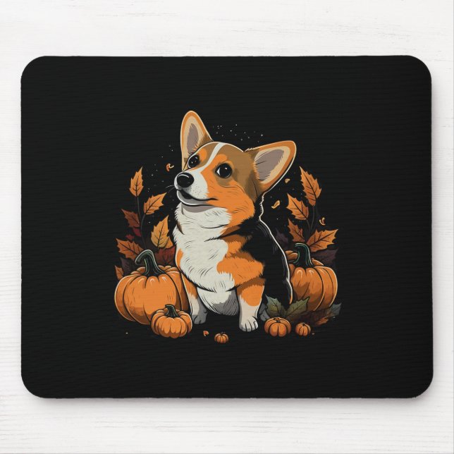 Pumpkin Welsh Corgi Costume On Welsh Corgi Hallowe Mouse Pad (Front)