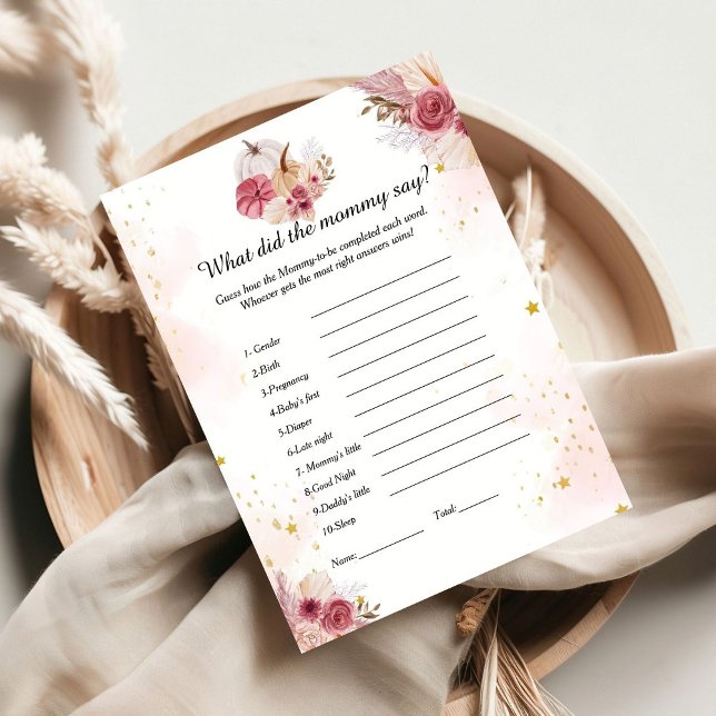 Pumpkin What did the mummy say Baby shower game (Creator Uploaded)