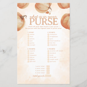 Pumpkin What is in Your Purse Baby Shower Game
