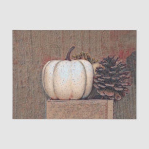 Pumpkin White Brown Autumn Rustic Farmhouse Tissue Paper