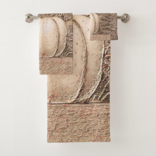 Pumpkin White Gold Metallic Elegant Fall Country Bath Towel Set