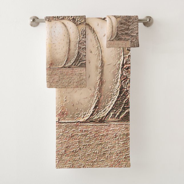 Pumpkin White Gold Metallic Elegant Fall Country Bath Towel Set (Insitu)