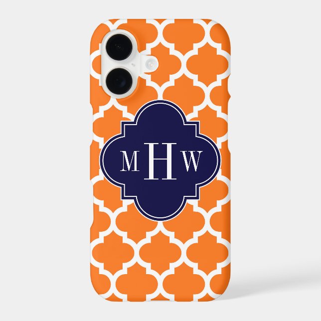 Pumpkin White Moroccan #5 Navy 3 Initial Monogram (Back)