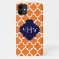 Pumpkin White Moroccan #5 Navy 3 Initial Monogram