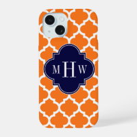 Pumpkin White Moroccan #5 Navy 3 Initial Monogram