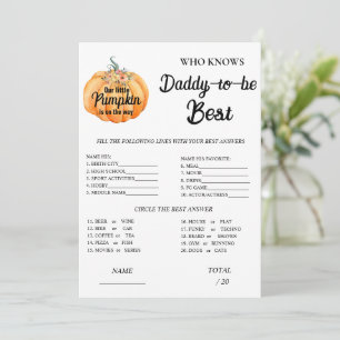 Pumpkin Who knows Daddy Baby Shower Game Invitation