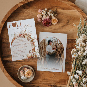 Pumpkin WildFlower Boho Fall Photo Bridal Shower Invitation