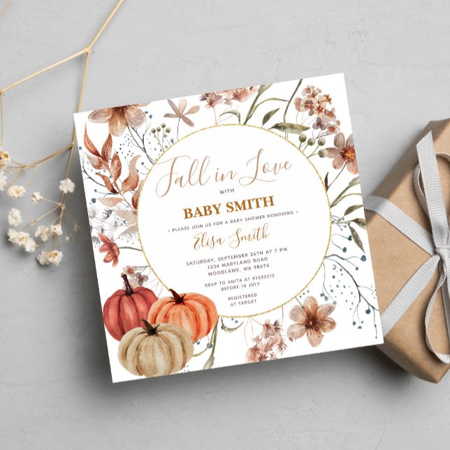  Pumpkin Wildflower Fall in love Baby Shower Invitation (Creator Uploaded)