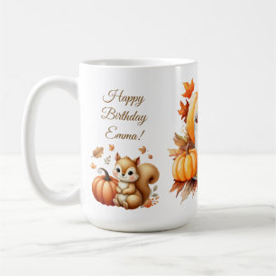Pumpkin Wildflower Fall Watercolor Birthday Coffee Mug