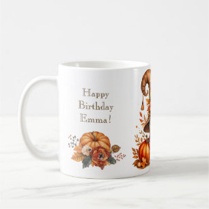 Pumpkin Wildflower Fall Watercolor Birthday Coffee Mug