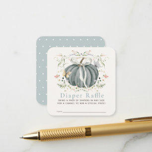Pumpkin Wildflowers Blue Diaper Raffle Ticket Enclosure Card