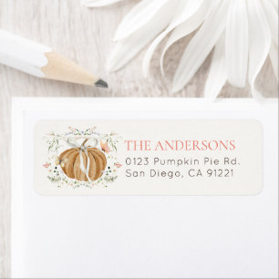 Pumpkin Wildflowers Butterflies Return Address Label