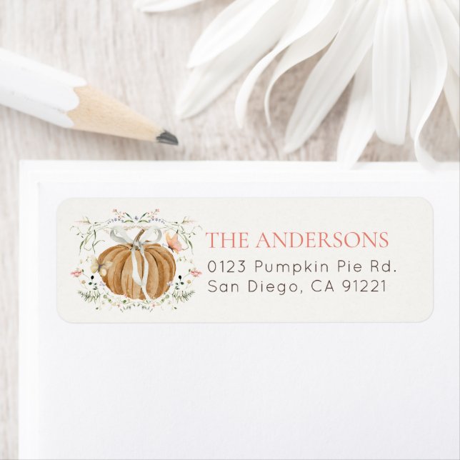  Pumpkin Wildflowers Butterflies Return Address Label (Insitu)