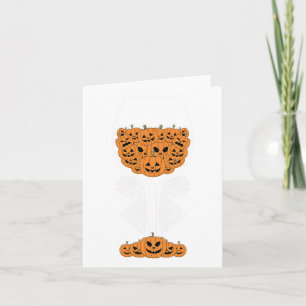Pumpkin Wine Gl Spider Web Costume Easy Halloween  Card
