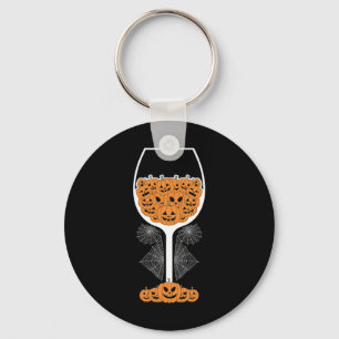 Pumpkin Wine Gl Spider Web Costume Easy Halloween  Key Ring