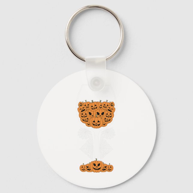 Pumpkin Wine Gl Spider Web Costume Easy Halloween  Key Ring (Front)