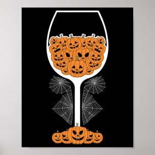 Pumpkin Wine Gl Spider Web Costume Easy Halloween Poster