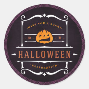 Pumpkin Wish You a Scary Halloween Classic Round Sticker