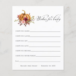Pumpkin Wishes for Baby Advice Card