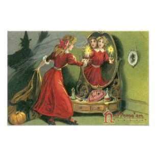 Pumpkin Witch Black Cat Ghost Photo Print