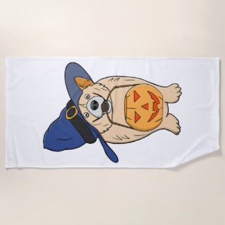 Pumpkin Witch Dog Beach Towel