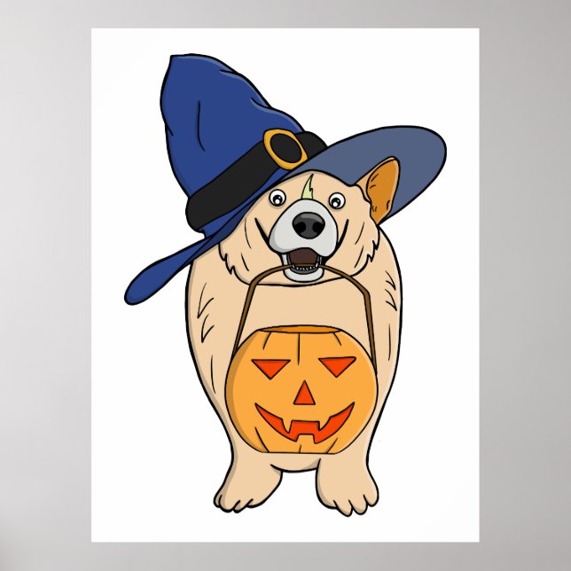 Pumpkin Witch Dog Poster (Front)