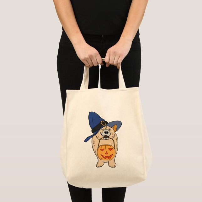 Pumpkin Witch Dog Tote Bag (Front (Product))