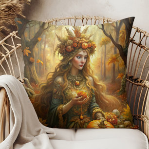 Pumpkin Witch Fairy – Cozy Autumn Witchcore Cushion